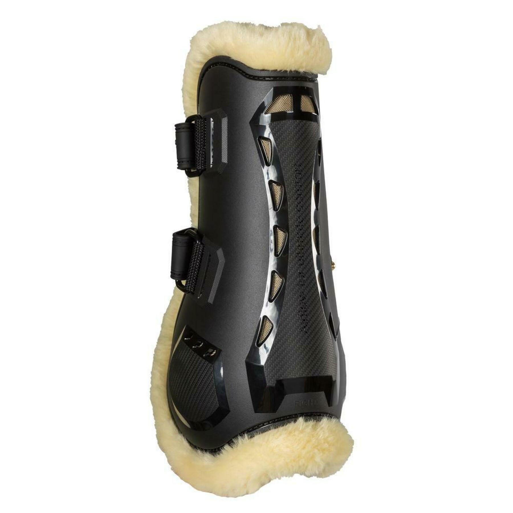 Front open horse gaiters with fur Back on Track airflow