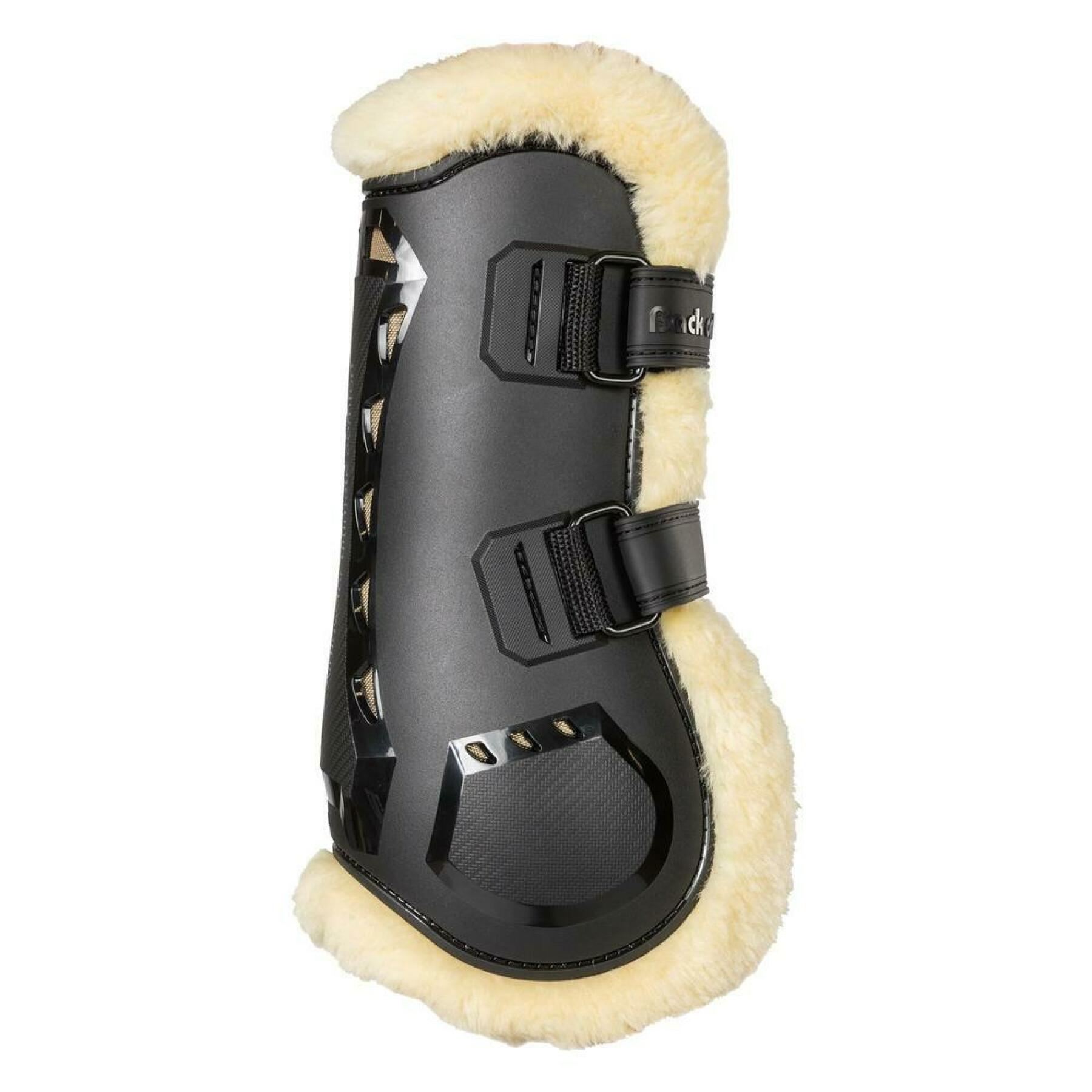 Front open horse gaiters with fur Back on Track airflow
