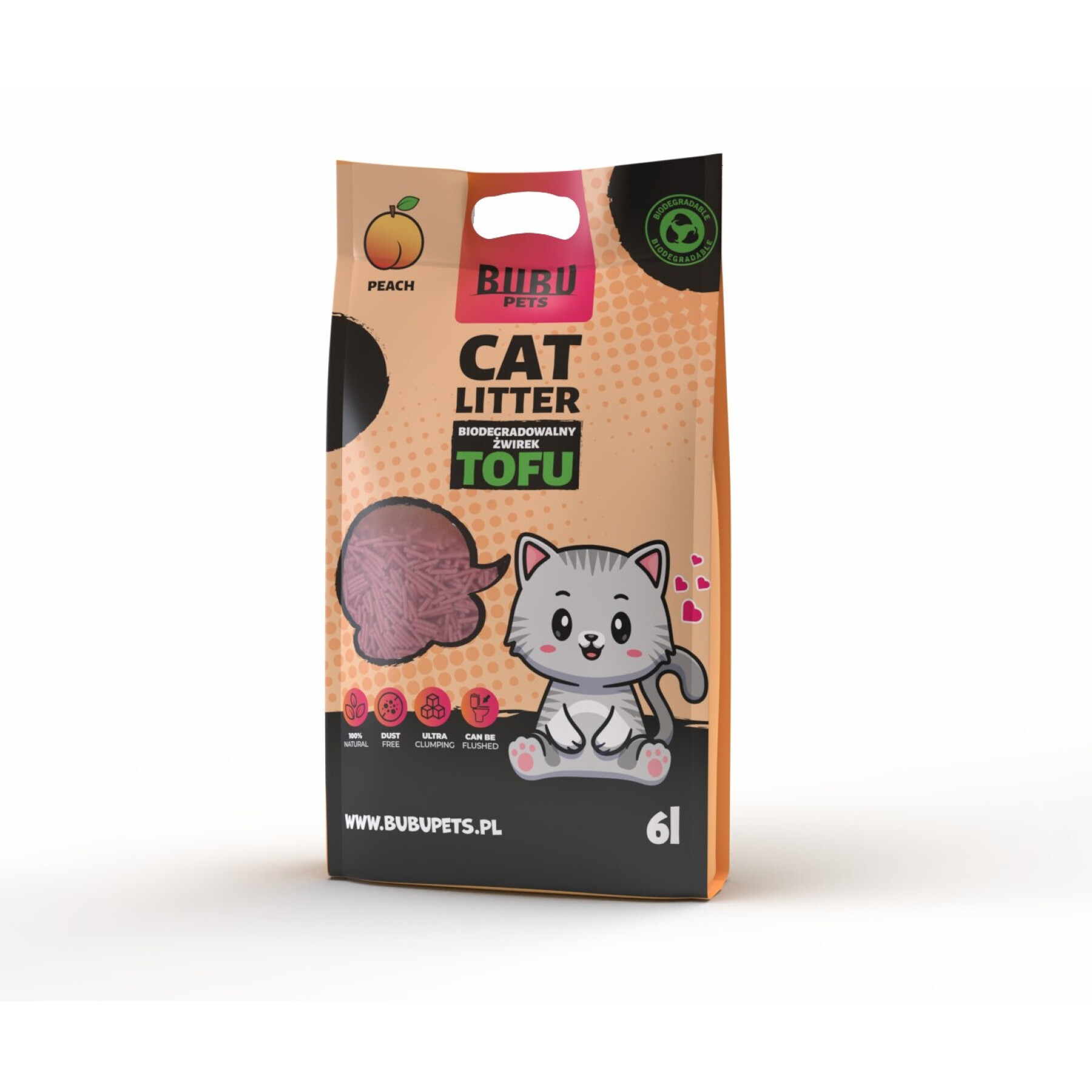 Peach cat litter BUBU Pets Tofu
