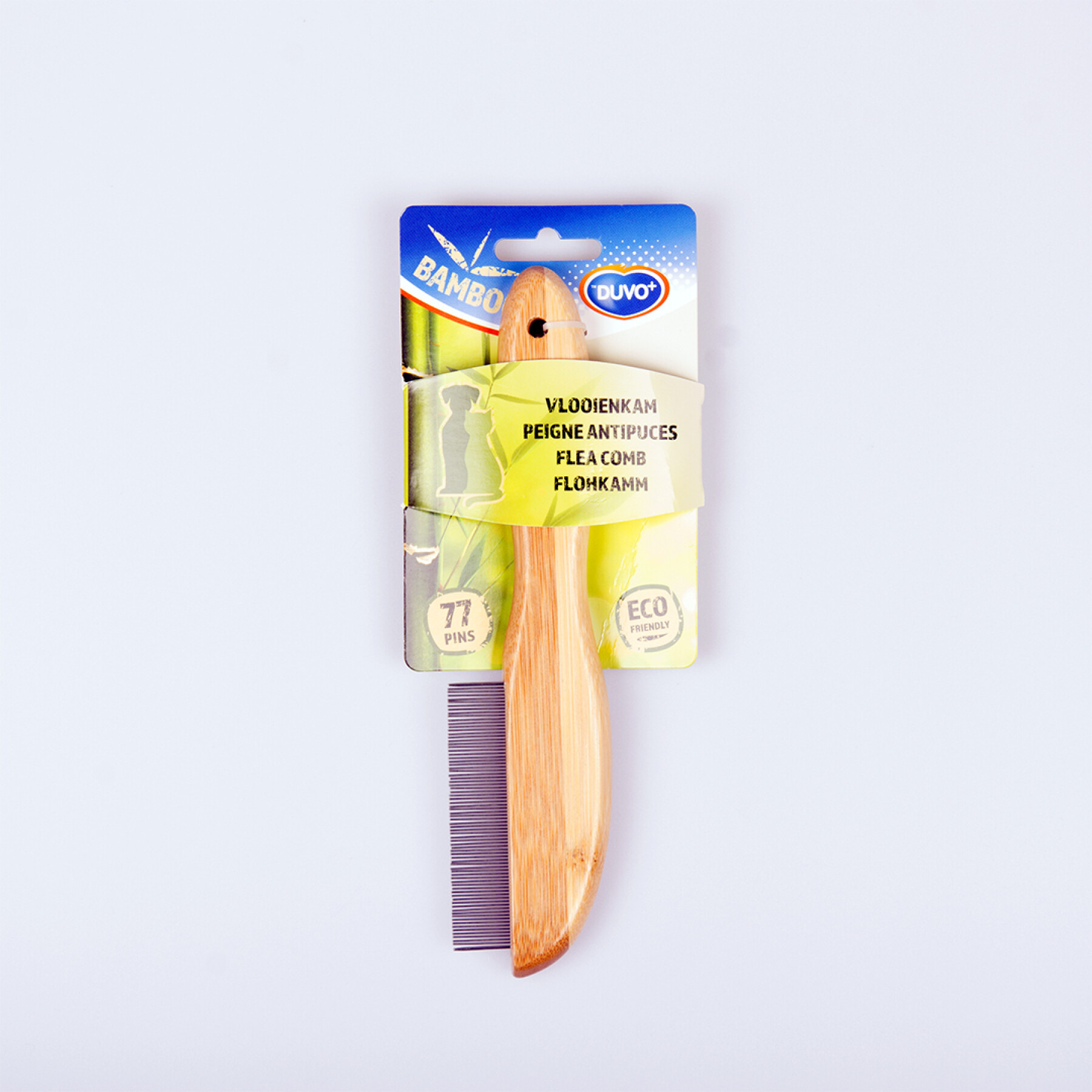 Flea comb for dogs and cats with bamboo handle Duvoplus
