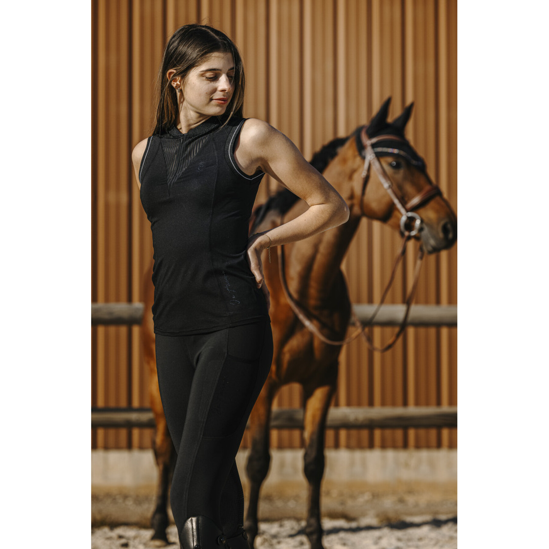 Women's sleeveless riding polo shirt Equithème Margot