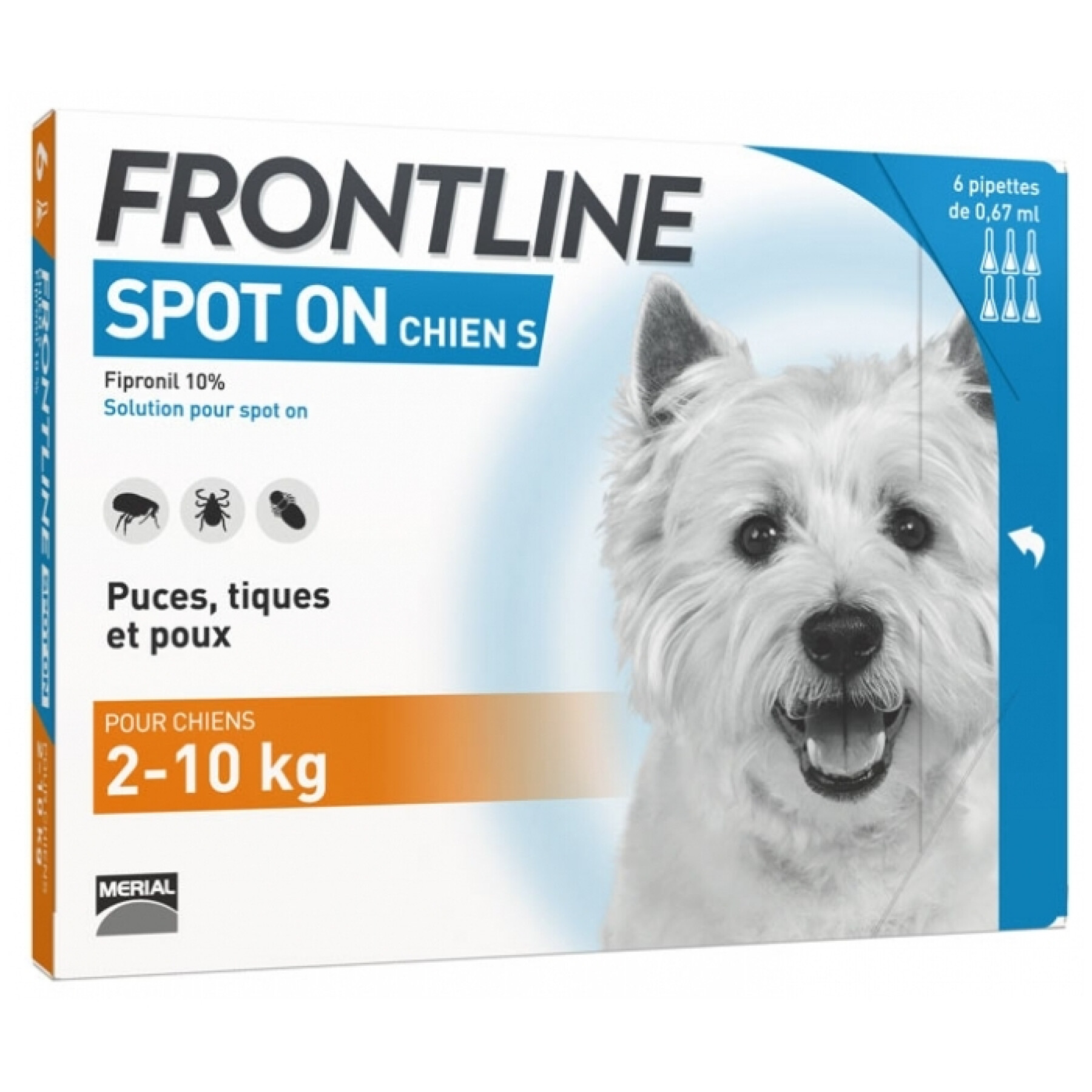 Pest control for dogs Frontline de 2/10 kg Spot On (x6)
