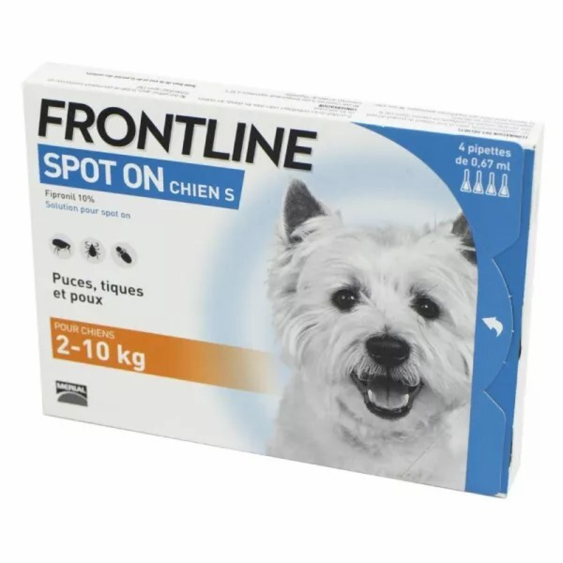 Pest control for dogs Frontline de 2/10 kg Spot On (x4)