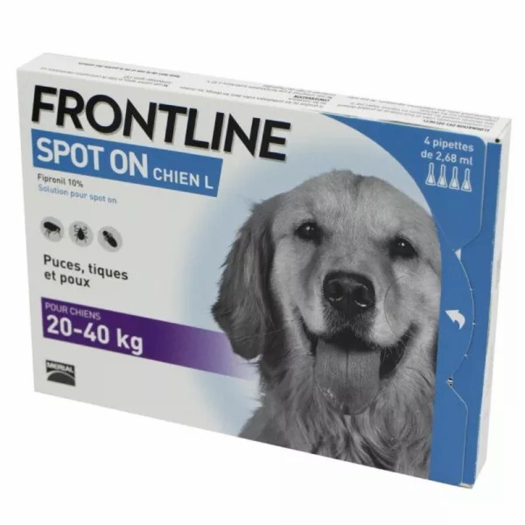 Pest control for dogs Frontline de 20/40 kg Spot On (x4)