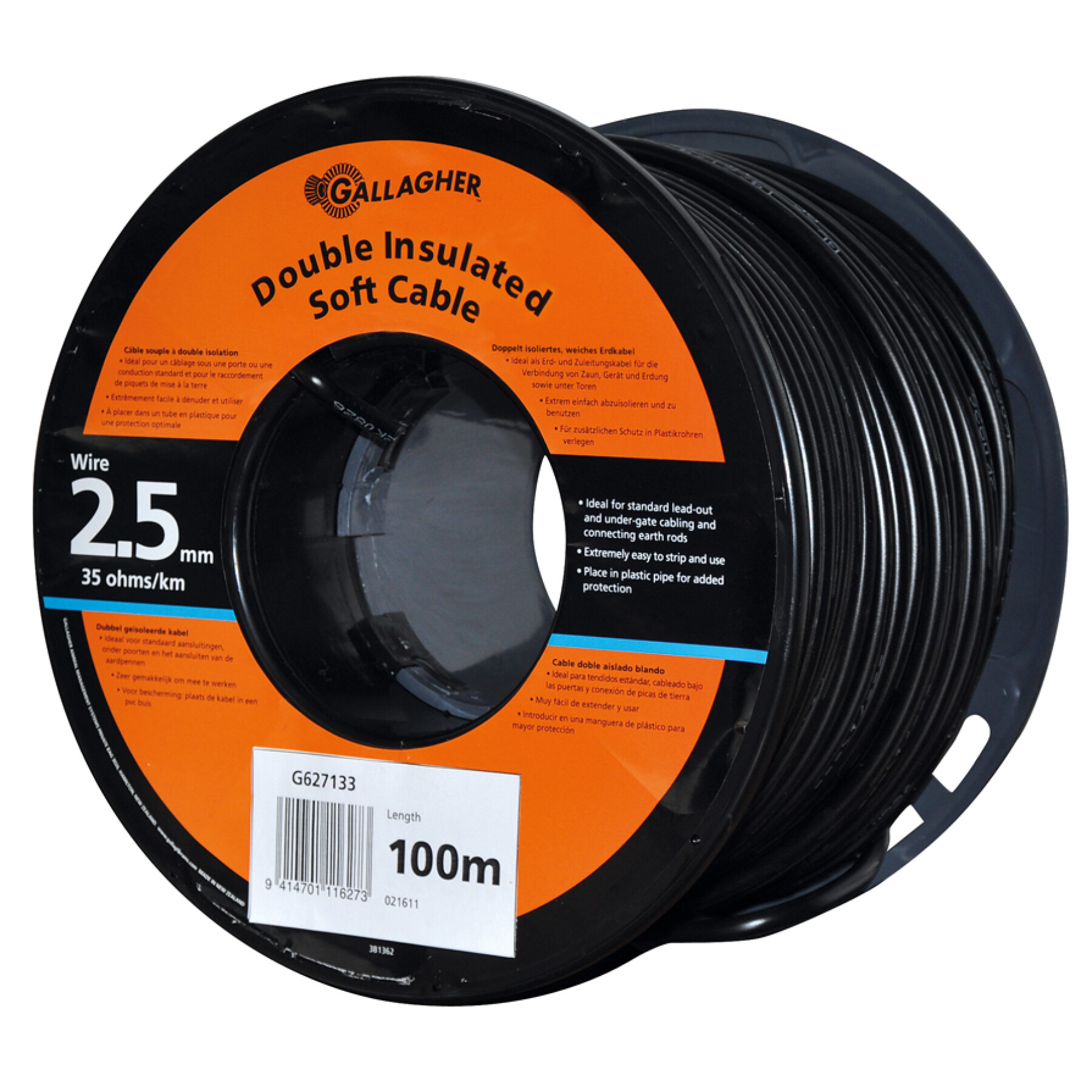 Flexible earth cable for electric fence Gallagher 35 Ohm/km