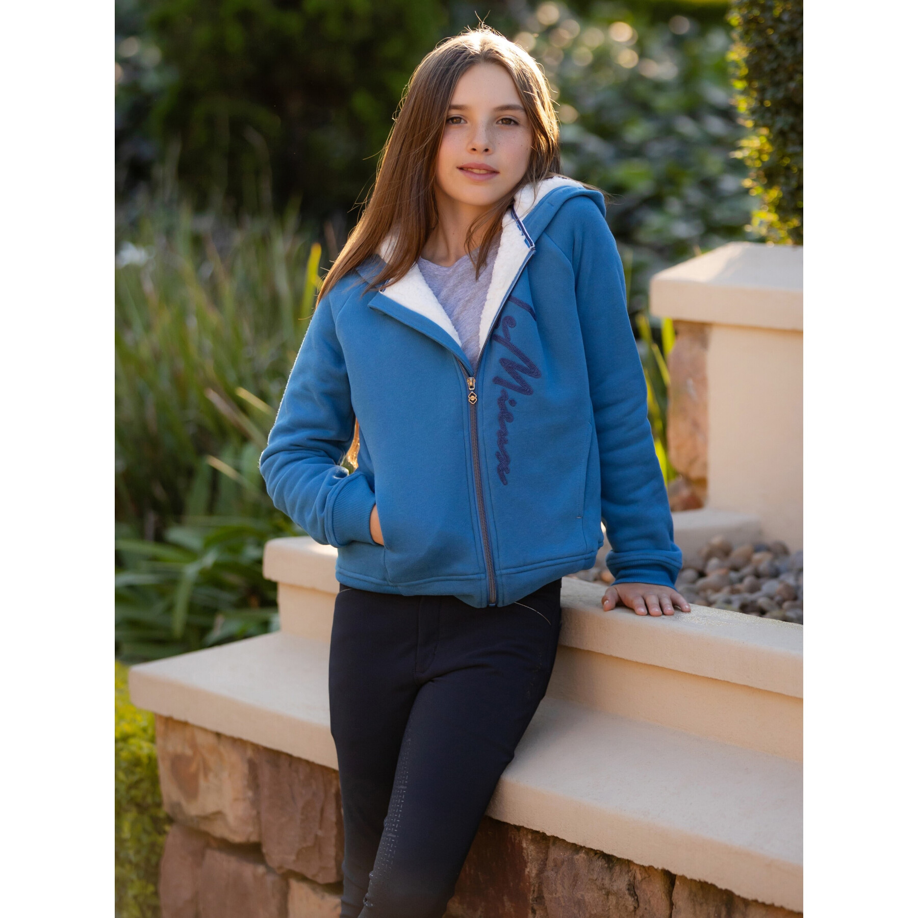 Girl's sherpa-lined hooded riding sweatshirt LeMieux Hollie