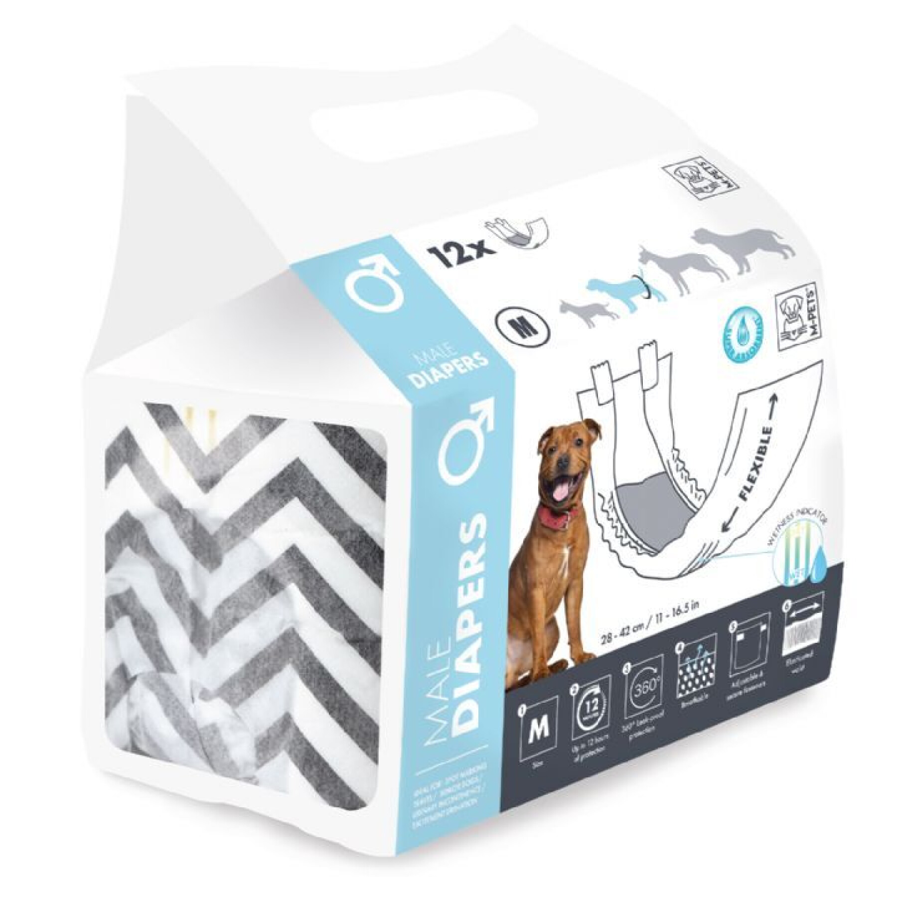 Male dog diaper M-Pets (x12)