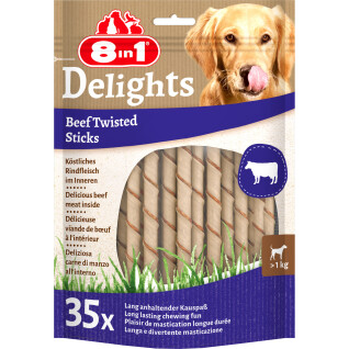 Dog treats 8 IN 1 Twisted Sticks Beef (x35)