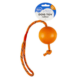 Rubber dog ball with rope Duvoplus
