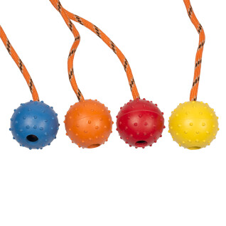 Dental rubber dog ball with rope Duvoplus Dogtoy