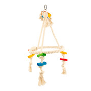 Colorful pyramid bird toy with cubes and rope Duvoplus