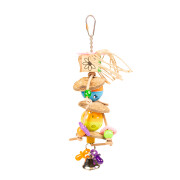 Colorful bird toy with coconut and bells Duvoplus